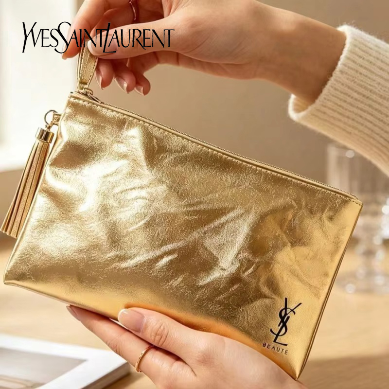 Ysl Beauty Makeup - YSL Golden Cosmetic Bag, Portable Waterproof