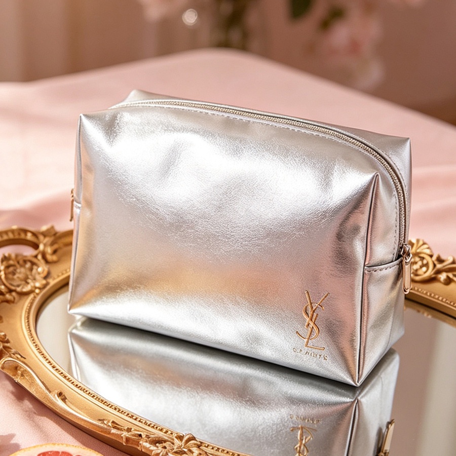 silver cosmetic pouch,faux lea - đánh giá và giá Ysl Beauty Makeup