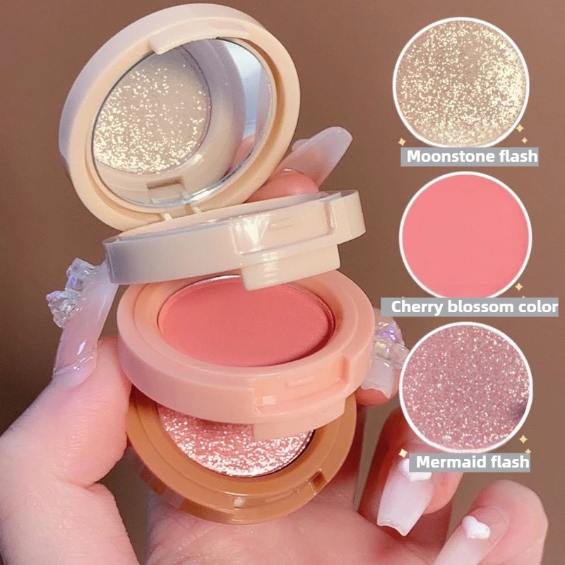 3 in 1 Blush Highlighter Palet - đánh giá và giá Eyeshadow Glitter Pigment