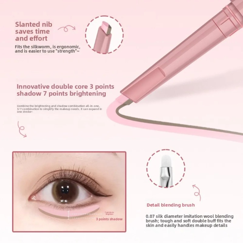 Korean 2in1 Lying Silkworm Pen - đánh giá và giá Eyeshadow Glitter Pigment
